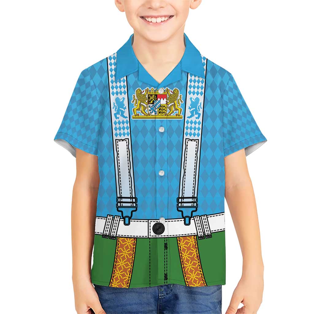 Bavarian Lederhosen Costume Style Kid Hawaiian Shirt Lions Rautenflagge Pattern - Aussie Hoodie
