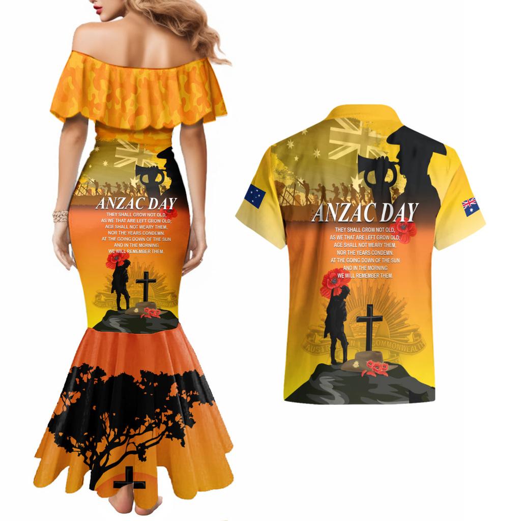 Australia ANZAC Day Couples Matching Mermaid Dress and Hawaiian Shirt Gallipoli Lest We Forget