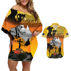 Australia ANZAC Day Couples Matching Off Shoulder Short Dress and Hawaiian Shirt Gallipoli Lest We Forget