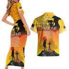 Australia ANZAC Day Couples Matching Short Sleeve Bodycon Dress and Hawaiian Shirt Gallipoli Lest We Forget