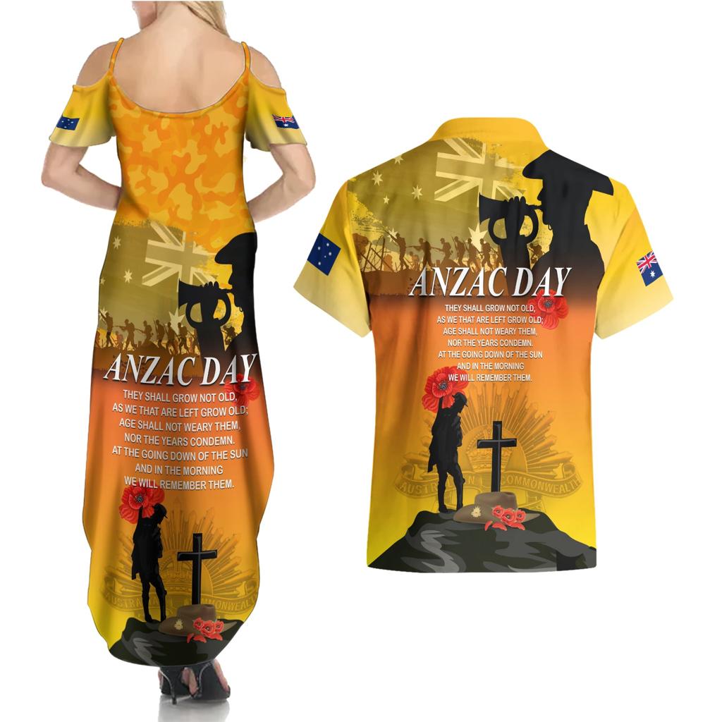 Australia ANZAC Day Couples Matching Summer Maxi Dress and Hawaiian Shirt Gallipoli Lest We Forget