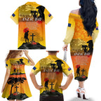 Australia ANZAC Day Family Matching Off Shoulder Long Sleeve Dress and Hawaiian Shirt Gallipoli Lest We Forget