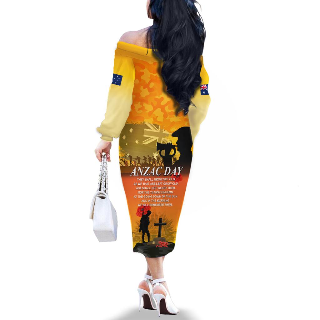 Australia ANZAC Day Family Matching Off Shoulder Long Sleeve Dress and Hawaiian Shirt Gallipoli Lest We Forget