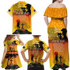 Australia ANZAC Day Family Matching Off Shoulder Maxi Dress and Hawaiian Shirt Gallipoli Lest We Forget