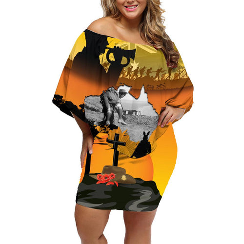 Australia ANZAC Day Family Matching Off Shoulder Short Dress and Hawaiian Shirt Gallipoli Lest We Forget