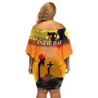 Australia ANZAC Day Family Matching Off Shoulder Short Dress and Hawaiian Shirt Gallipoli Lest We Forget