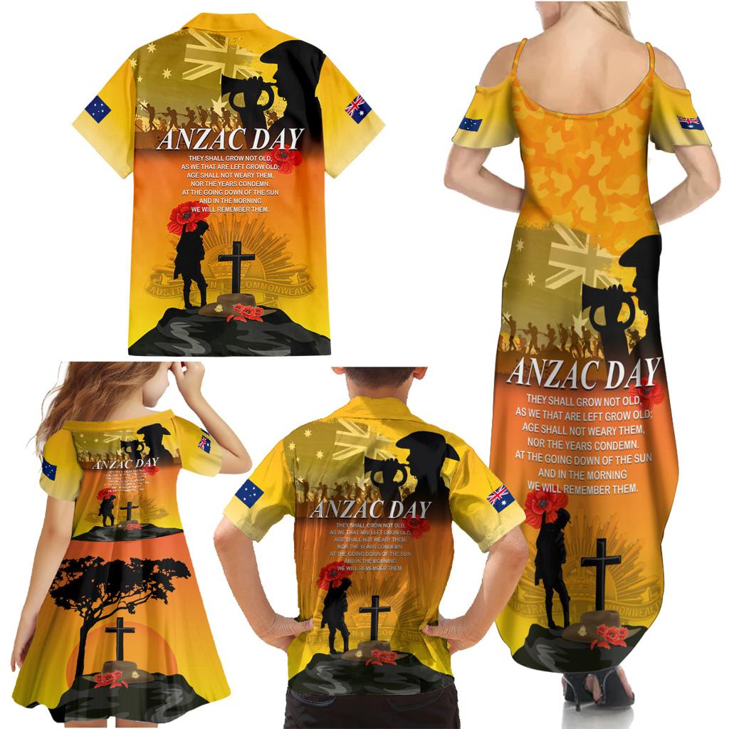 Australia ANZAC Day Family Matching Summer Maxi Dress and Hawaiian Shirt Gallipoli Lest We Forget
