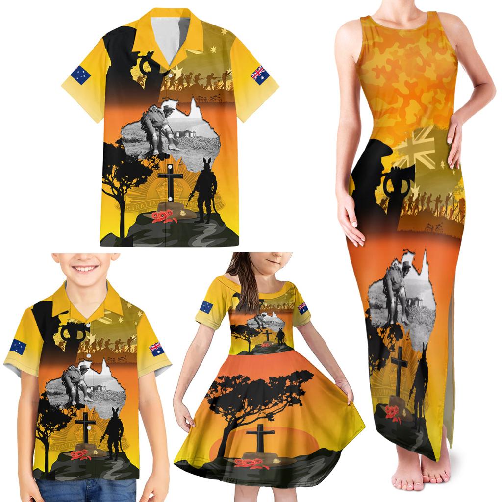 Australia ANZAC Day Family Matching Tank Maxi Dress and Hawaiian Shirt Gallipoli Lest We Forget