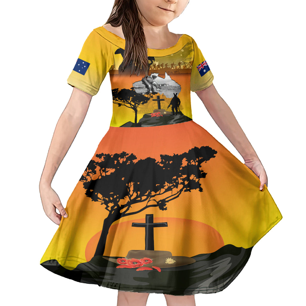 Australia ANZAC Day Kid Short Sleeve Dress Gallipoli Lest We Forget