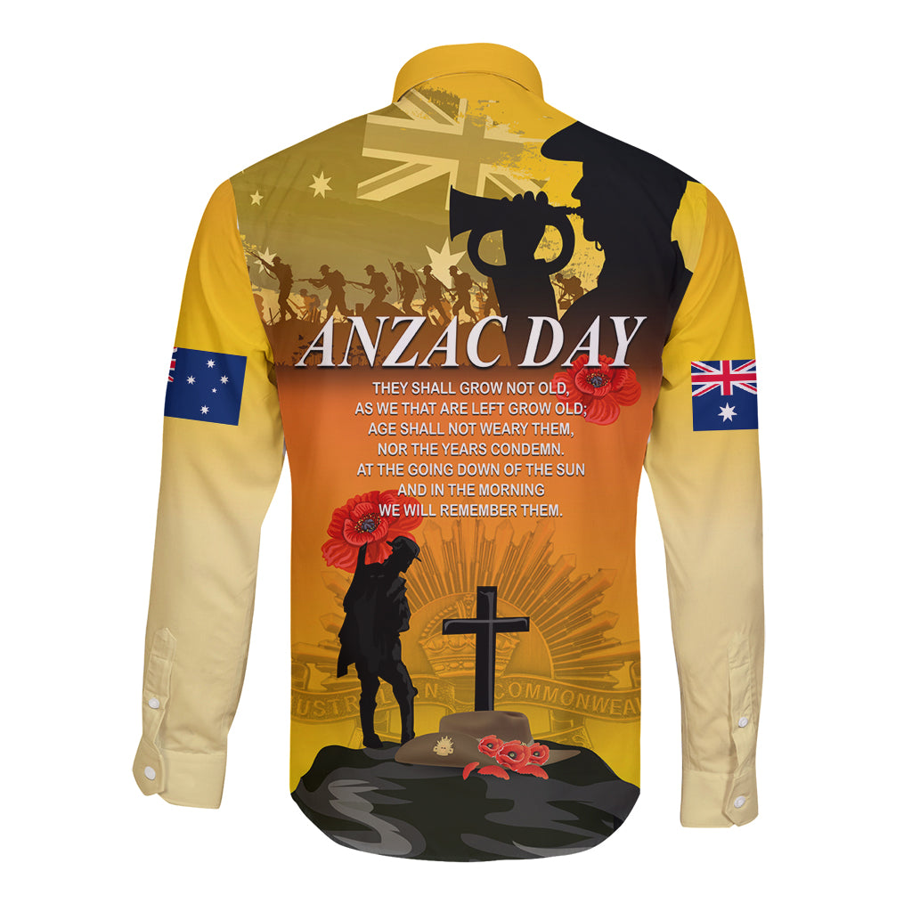 Australia ANZAC Day Long Sleeve Button Shirt Gallipoli Lest We Forget