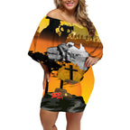 Australia ANZAC Day Off Shoulder Short Dress Gallipoli Lest We Forget