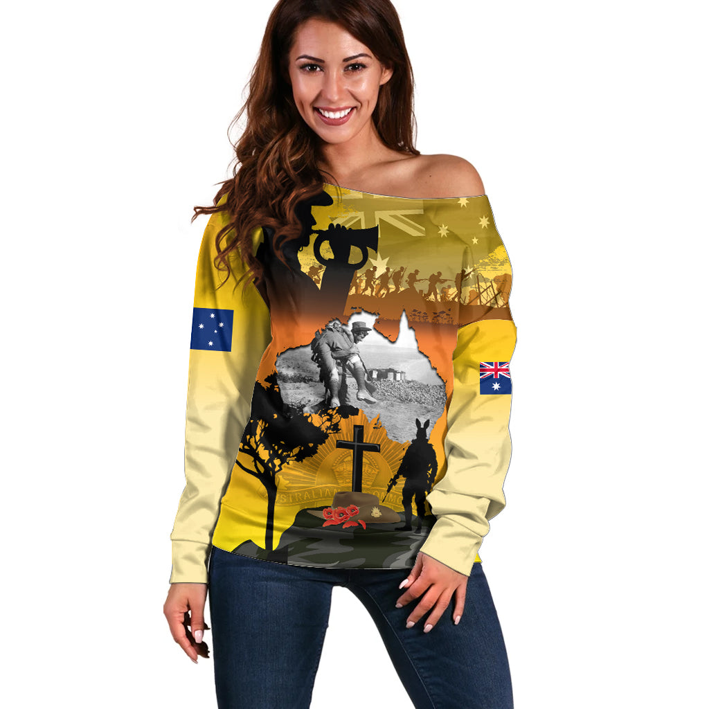 Australia ANZAC Day Off Shoulder Sweater Gallipoli Lest We Forget