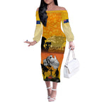 Australia ANZAC Day Off The Shoulder Long Sleeve Dress Gallipoli Lest We Forget