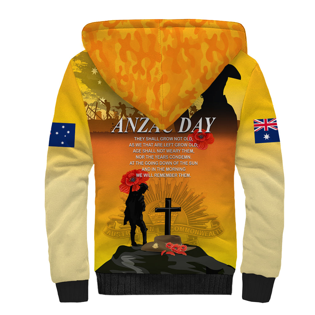 Australia ANZAC Day Sherpa Hoodie Gallipoli Lest We Forget