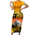 Australia ANZAC Day Short Sleeve Bodycon Dress Gallipoli Lest We Forget