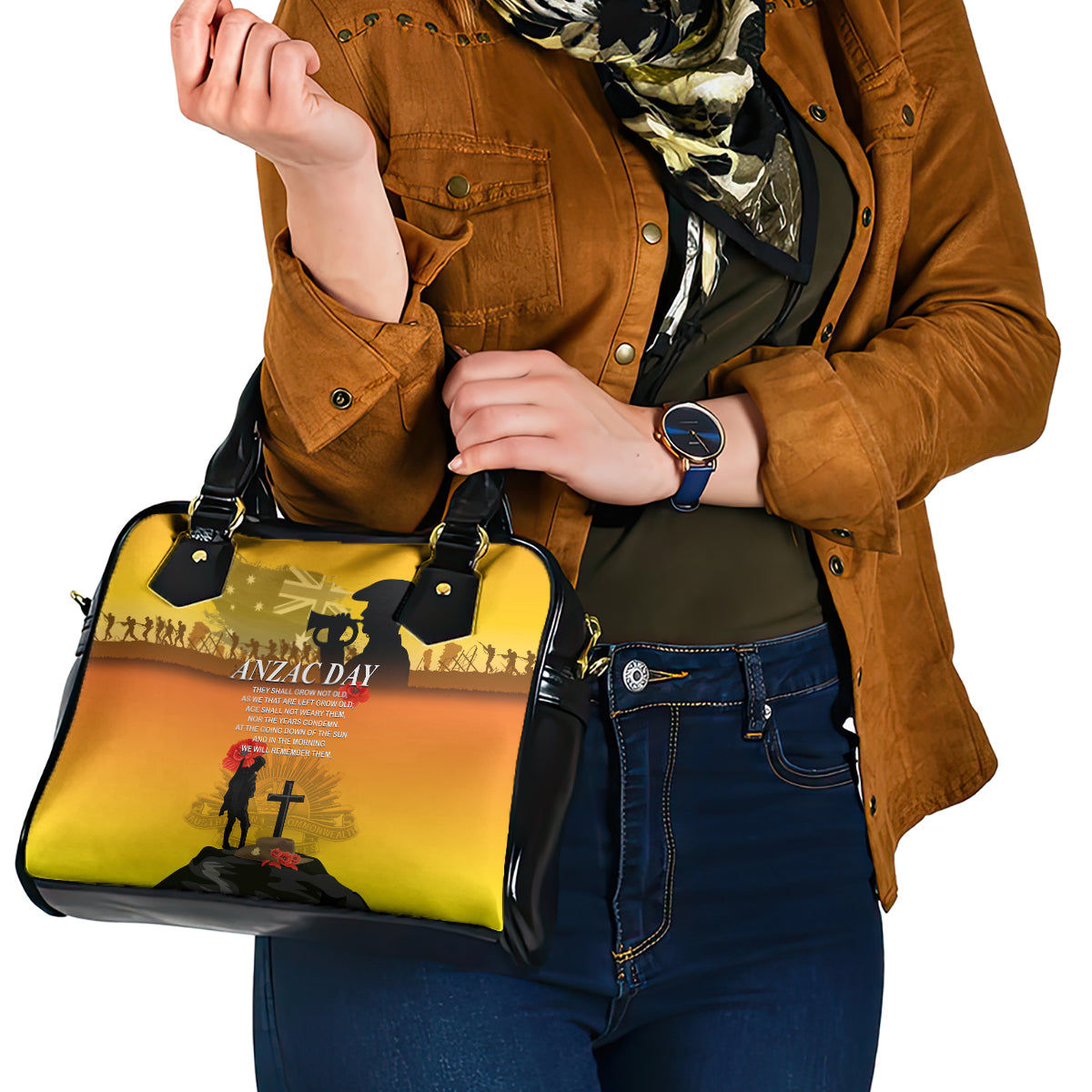 Australia ANZAC Day Shoulder Handbag Gallipoli Lest We Forget