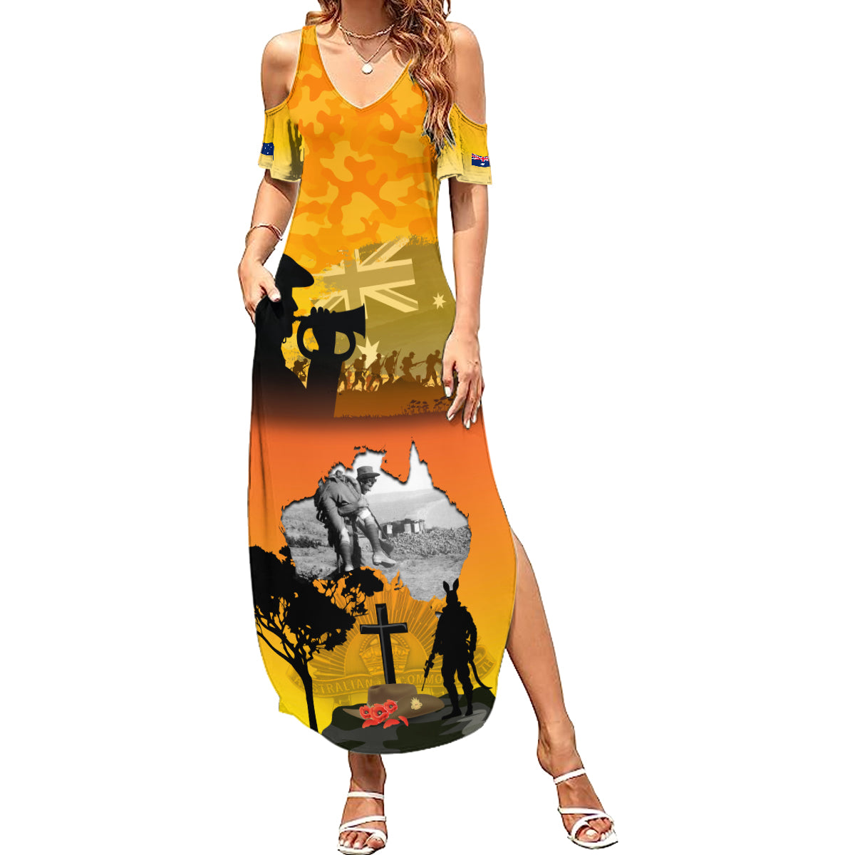 Australia ANZAC Day Summer Maxi Dress Gallipoli Lest We Forget