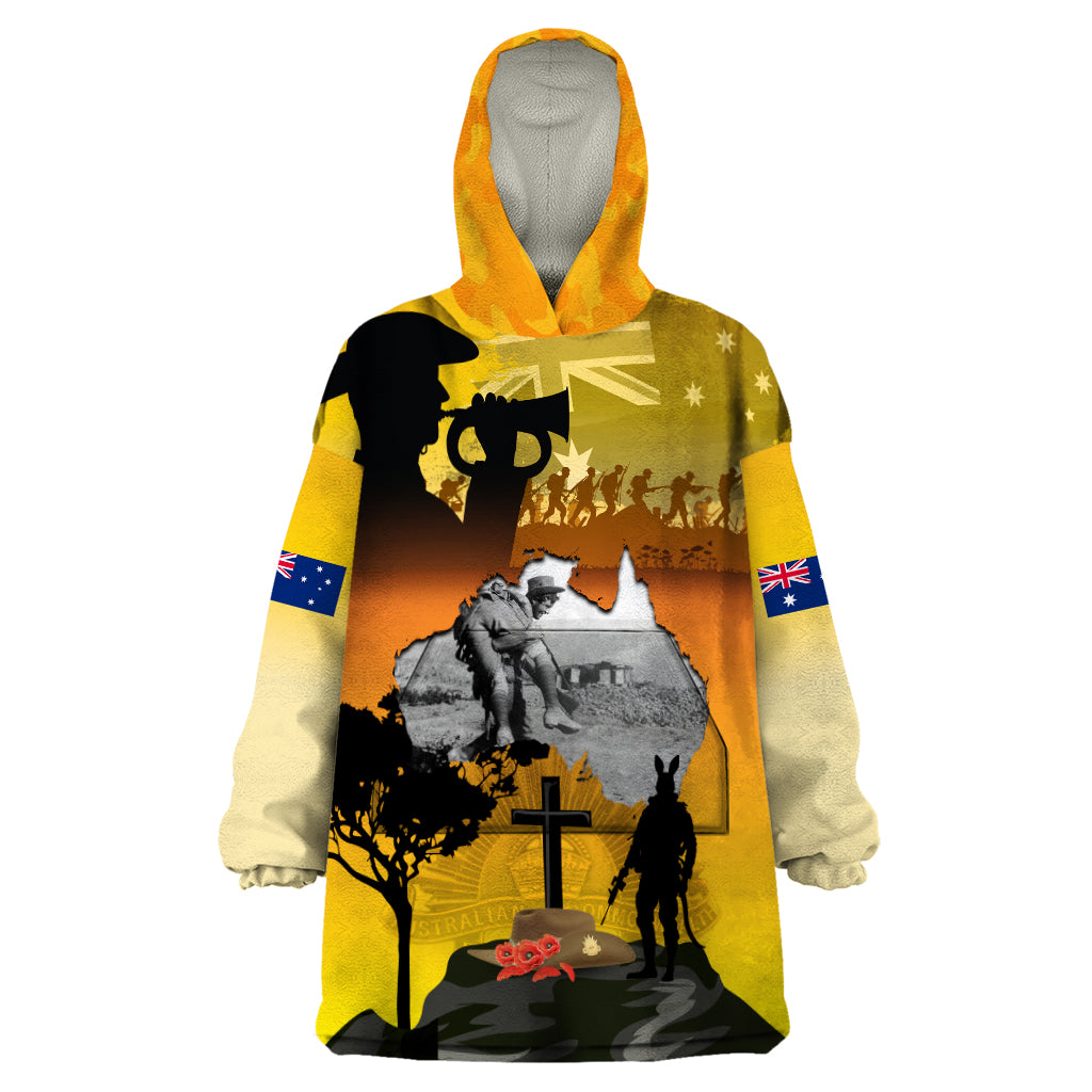 Australia ANZAC Day Wearable Blanket Hoodie Gallipoli Lest We Forget