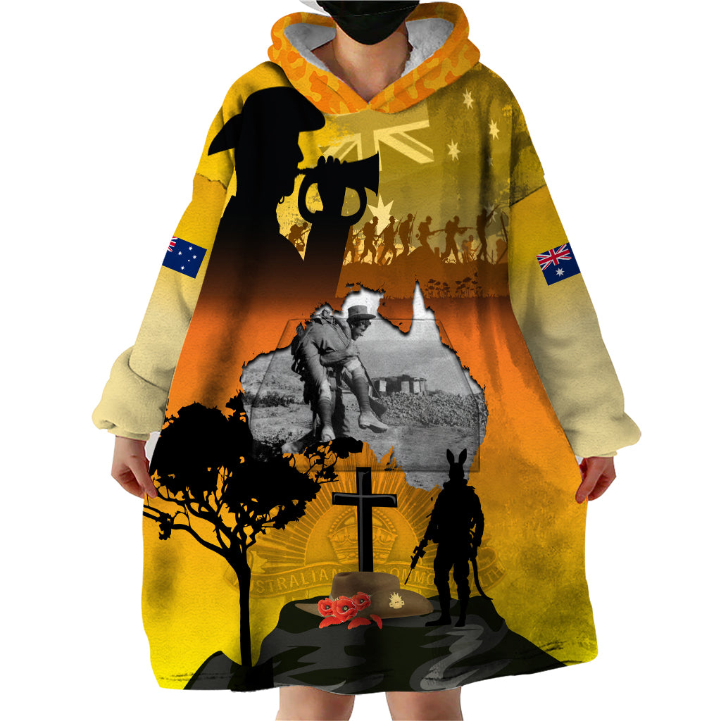 Australia ANZAC Day Wearable Blanket Hoodie Gallipoli Lest We Forget