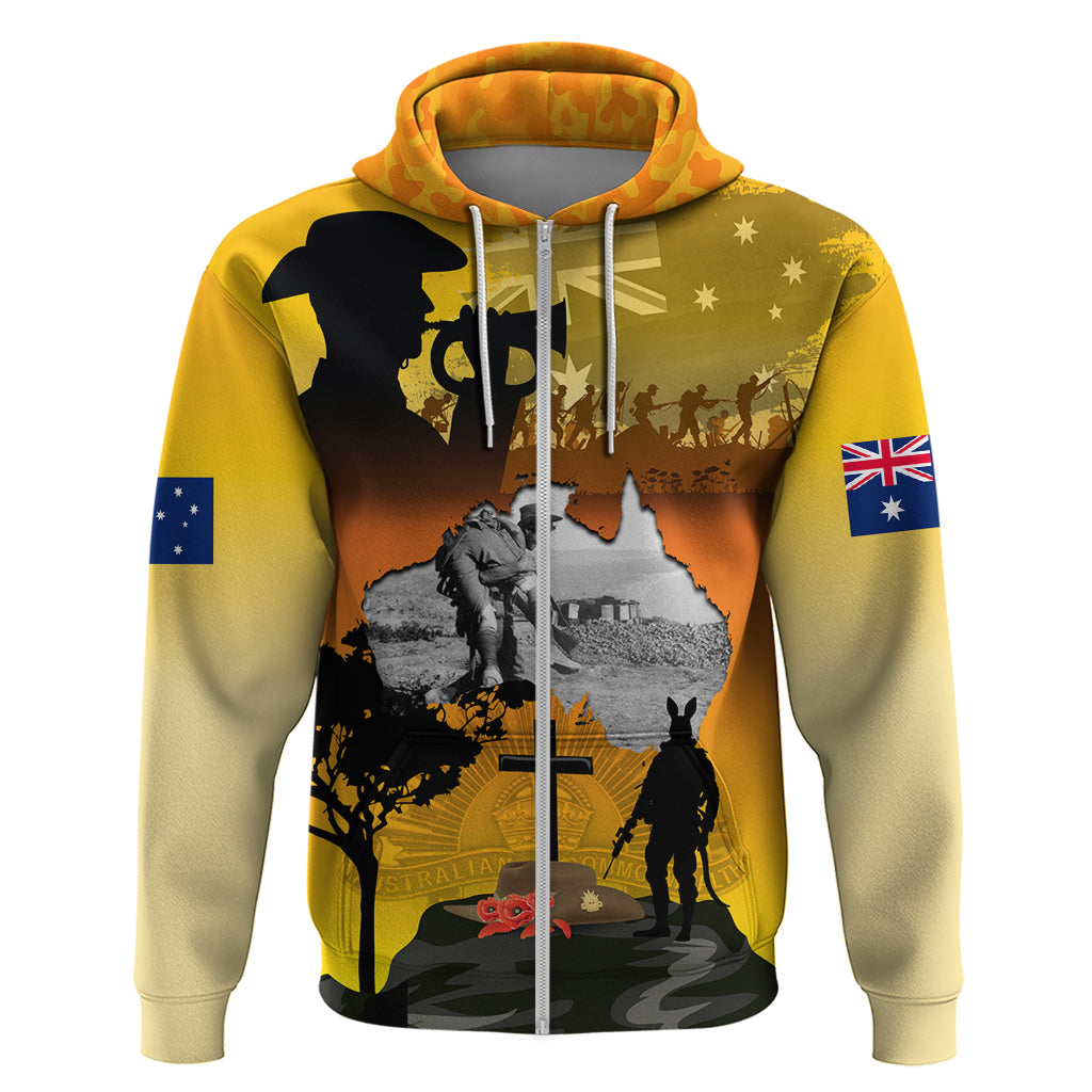 Australia ANZAC Day Zip Hoodie Gallipoli Lest We Forget