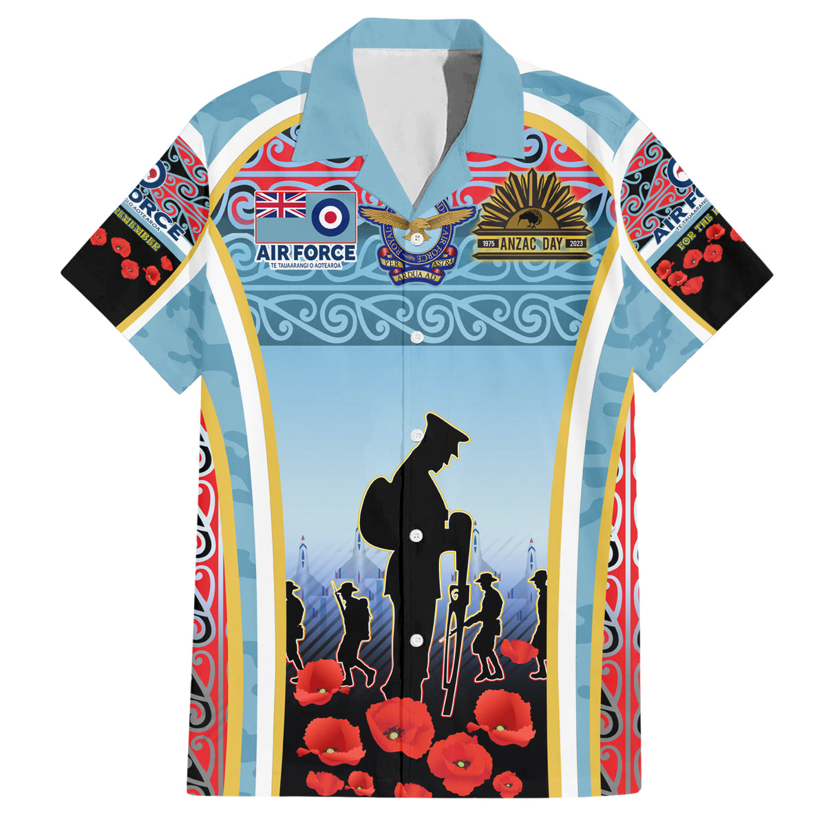 Royal New Zealand Air Force ANZAC Day Hawaiian Shirt Te Tauaarangi o Aotearoa