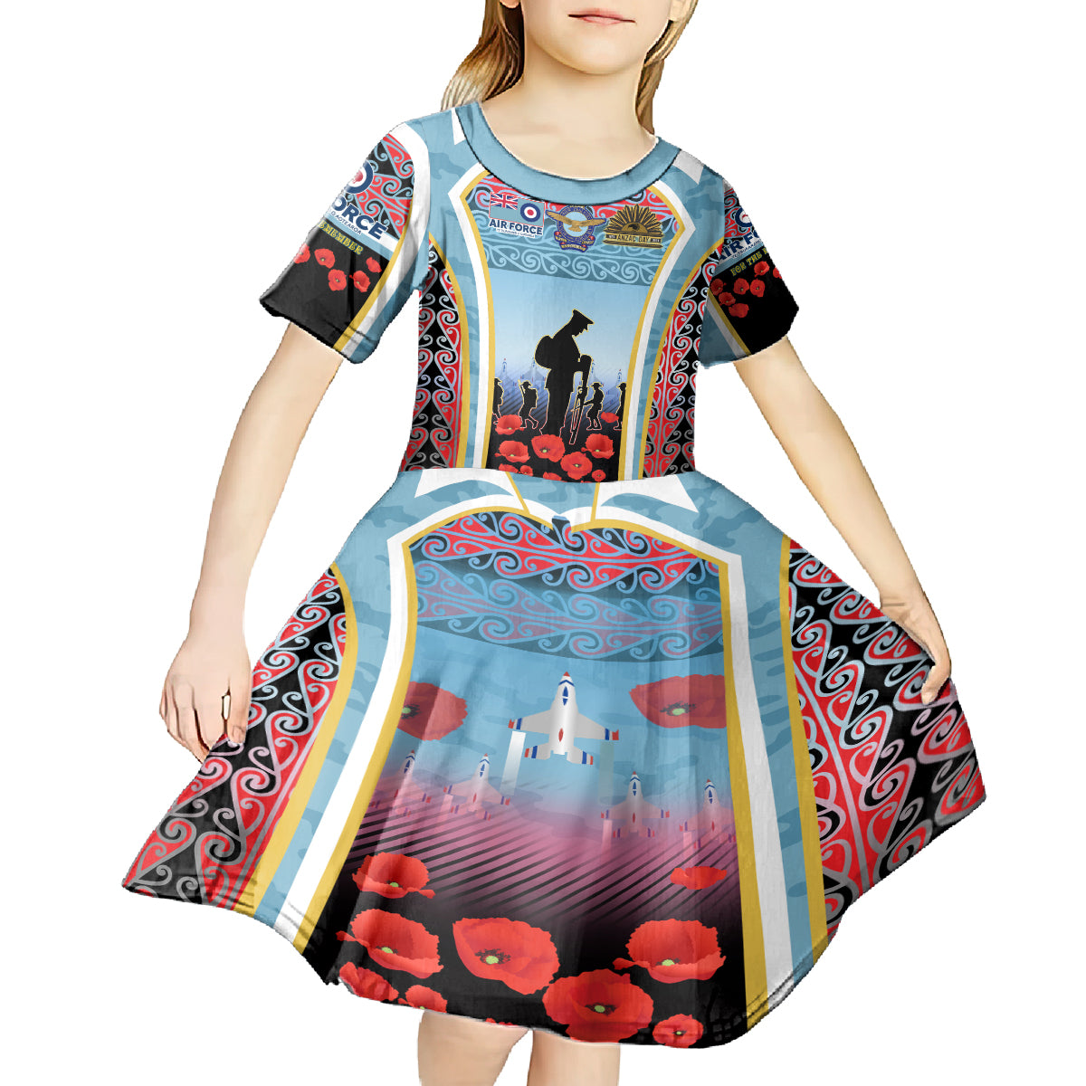 Royal New Zealand Air Force ANZAC Day Kid Short Sleeve Dress Te Tauaarangi o Aotearoa