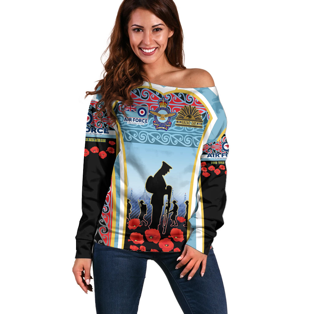 Royal New Zealand Air Force ANZAC Day Off Shoulder Sweater Te Tauaarangi o Aotearoa