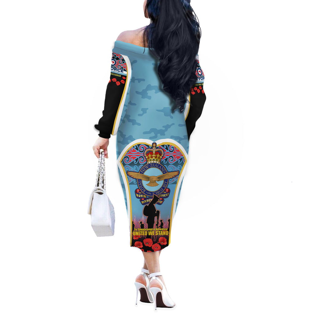 Royal New Zealand Air Force ANZAC Day Off The Shoulder Long Sleeve Dress Te Tauaarangi o Aotearoa