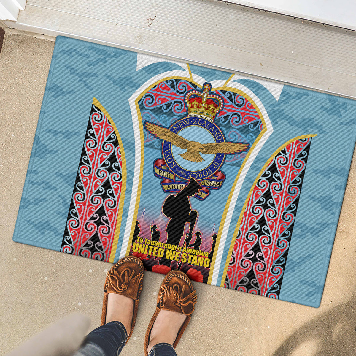 Royal New Zealand Air Force ANZAC Day Rubber Doormat Te Tauaarangi o Aotearoa
