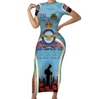 Royal New Zealand Air Force ANZAC Day Short Sleeve Bodycon Dress Te Tauaarangi o Aotearoa