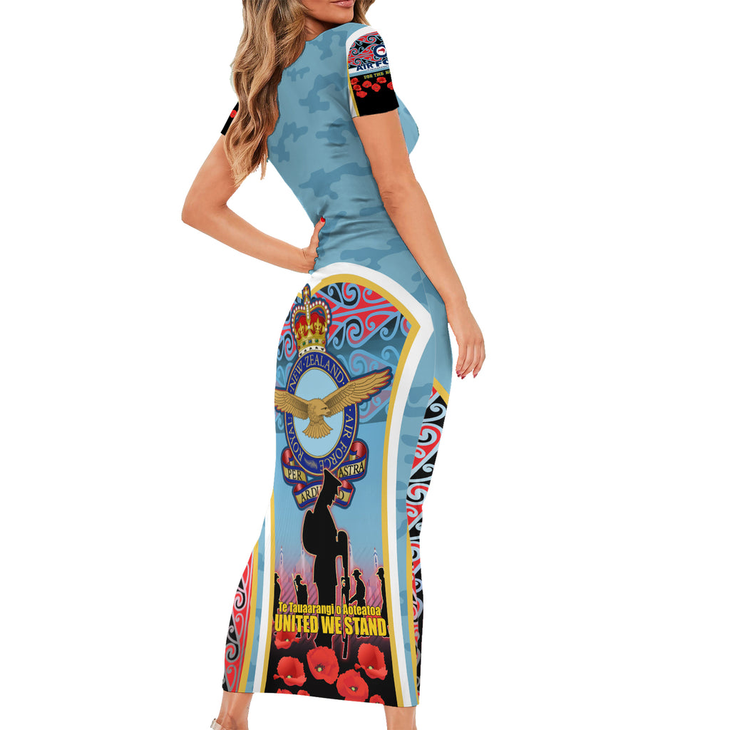 Royal New Zealand Air Force ANZAC Day Short Sleeve Bodycon Dress Te Tauaarangi o Aotearoa