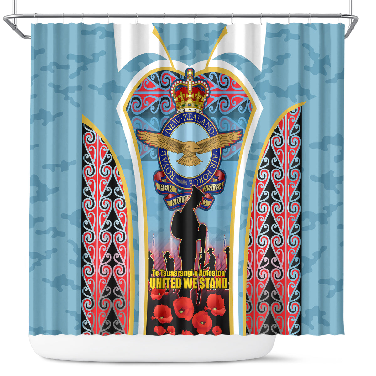 Royal New Zealand Air Force ANZAC Day Shower Curtain Te Tauaarangi o Aotearoa