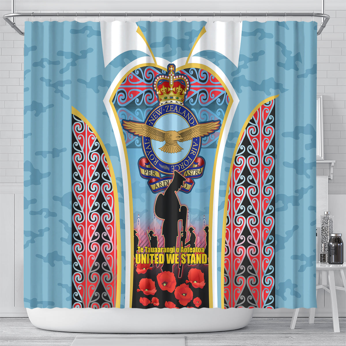 Royal New Zealand Air Force ANZAC Day Shower Curtain Te Tauaarangi o Aotearoa