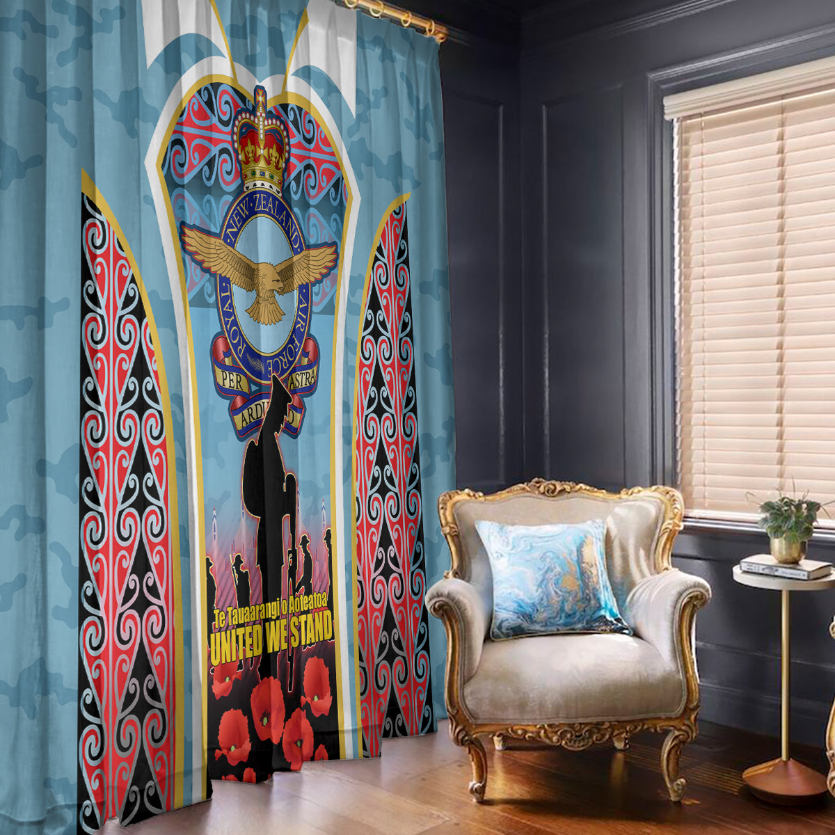 Royal New Zealand Air Force ANZAC Day Window Curtain Te Tauaarangi o Aotearoa