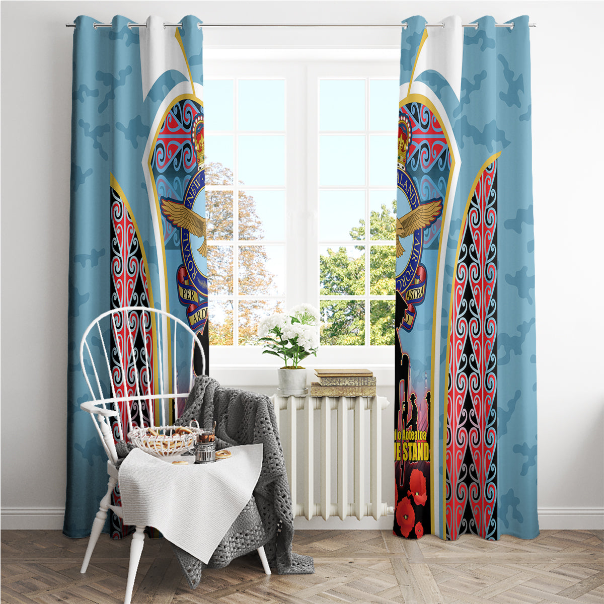 Royal New Zealand Air Force ANZAC Day Window Curtain Te Tauaarangi o Aotearoa