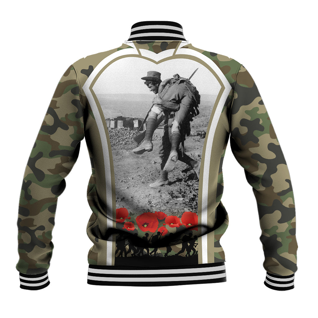 New Zealand and Australia ANZAC Day Baseball Jacket Koala and Kiwi Bird Soldier Gallipoli Camouflage Style