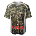 New Zealand and Australia ANZAC Day Baseball Jersey Koala and Kiwi Bird Soldier Gallipoli Camouflage Style