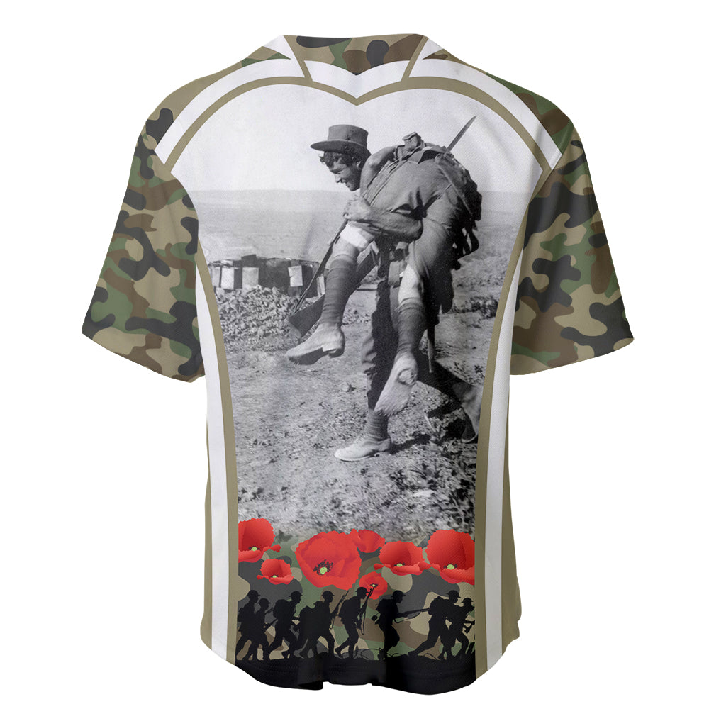New Zealand and Australia ANZAC Day Baseball Jersey Koala and Kiwi Bird Soldier Gallipoli Camouflage Style
