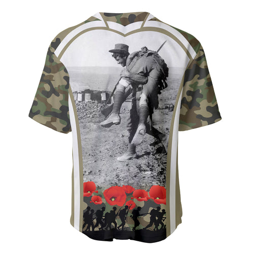 New Zealand and Australia ANZAC Day Baseball Jersey Koala and Kiwi Bird Soldier Gallipoli Camouflage Style