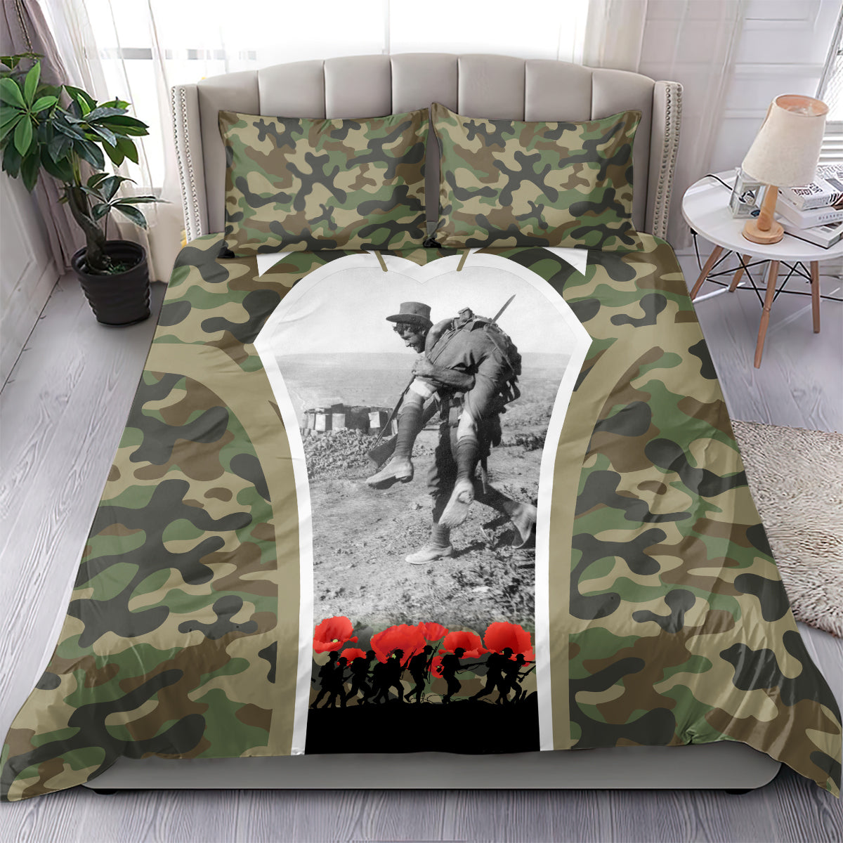 New Zealand and Australia ANZAC Day Bedding Set Koala and Kiwi Bird Soldier Gallipoli Camouflage Style