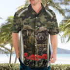 New Zealand and Australia ANZAC Day Hawaiian Shirt Koala and Kiwi Bird Soldier Gallipoli Camouflage Style