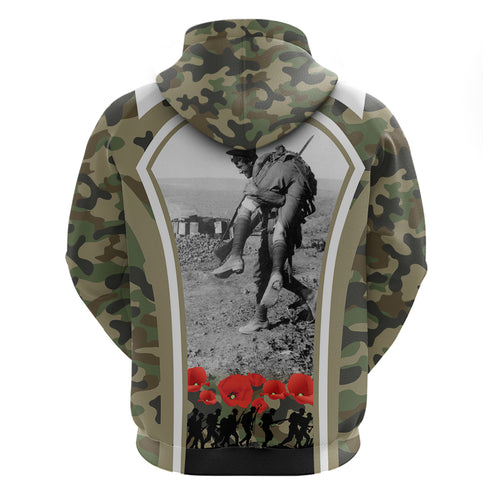 New Zealand and Australia ANZAC Day Hoodie Koala and Kiwi Bird Soldier Gallipoli Camouflage Style