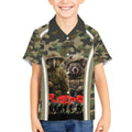 New Zealand and Australia ANZAC Day Kid Hawaiian Shirt Koala and Kiwi Bird Soldier Gallipoli Camouflage Style