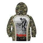 New Zealand and Australia ANZAC Day Kid Hoodie Koala and Kiwi Bird Soldier Gallipoli Camouflage Style