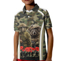 New Zealand and Australia ANZAC Day Kid Polo Shirt Koala and Kiwi Bird Soldier Gallipoli Camouflage Style