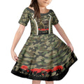 New Zealand and Australia ANZAC Day Kid Short Sleeve Dress Koala and Kiwi Bird Soldier Gallipoli Camouflage Style