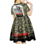 New Zealand and Australia ANZAC Day Kid Short Sleeve Dress Koala and Kiwi Bird Soldier Gallipoli Camouflage Style