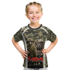 New Zealand and Australia ANZAC Day Kid T Shirt Koala and Kiwi Bird Soldier Gallipoli Camouflage Style