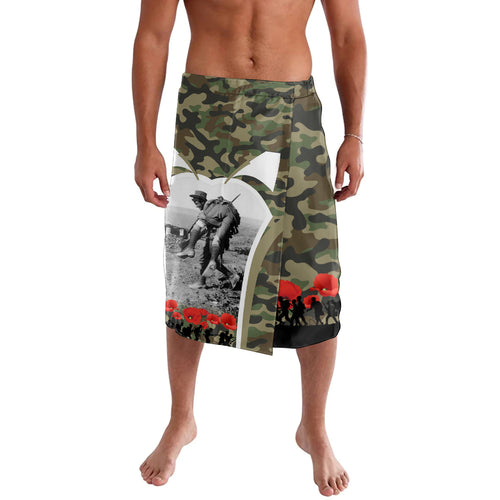 New Zealand and Australia ANZAC Day Lavalava Koala and Kiwi Bird Soldier Gallipoli Camouflage Style
