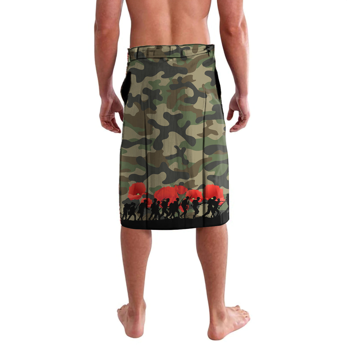 New Zealand and Australia ANZAC Day Lavalava Koala and Kiwi Bird Soldier Gallipoli Camouflage Style
